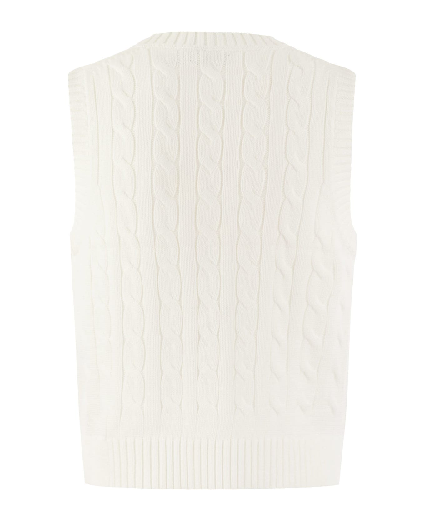 Polo Ralph Lauren Plaited Cotton V-neck Waistcoat - White