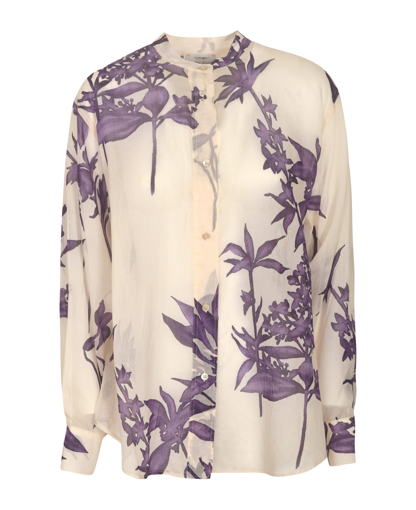 Forte_Forte Band Collar Floral Print Shirt - Majestic