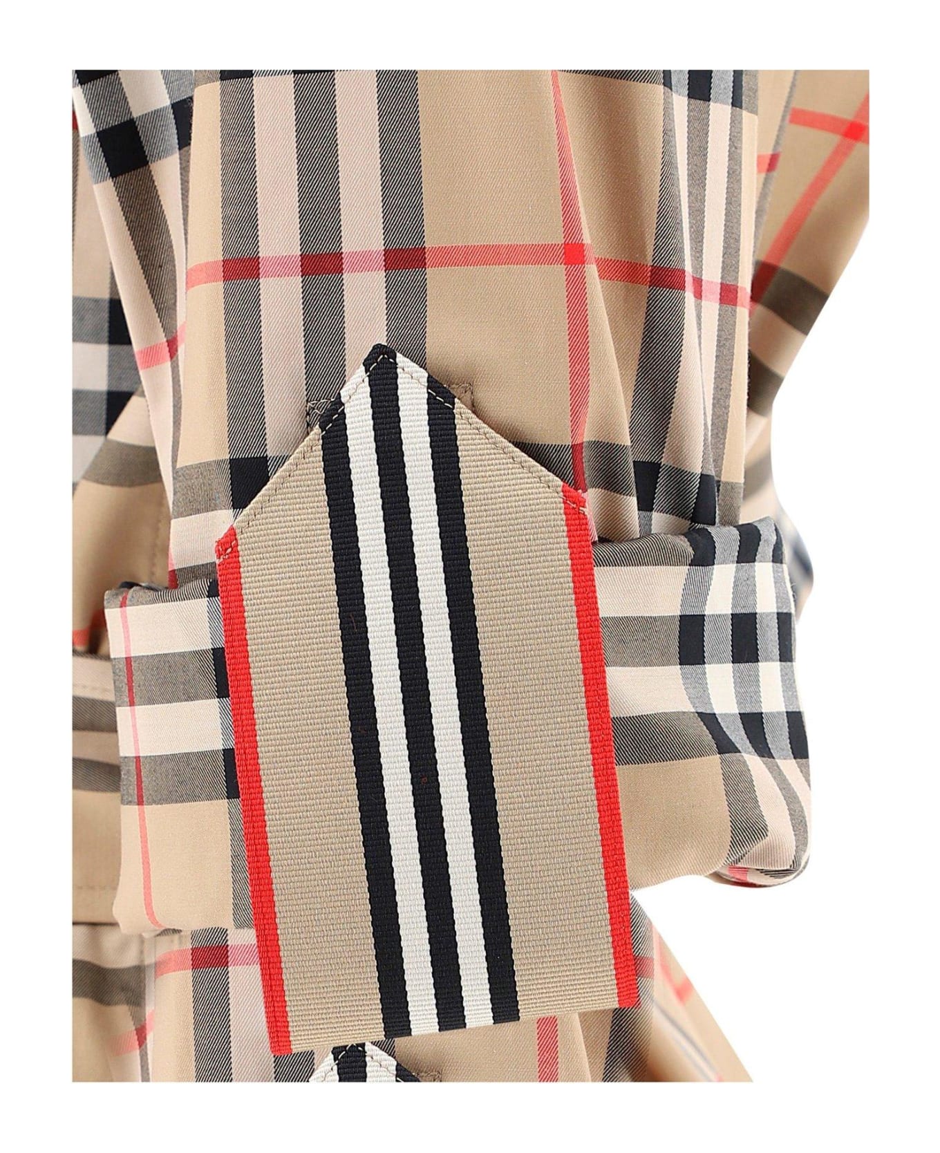 Burberry Checked Tie-waist Shirt Dress - BEIGE