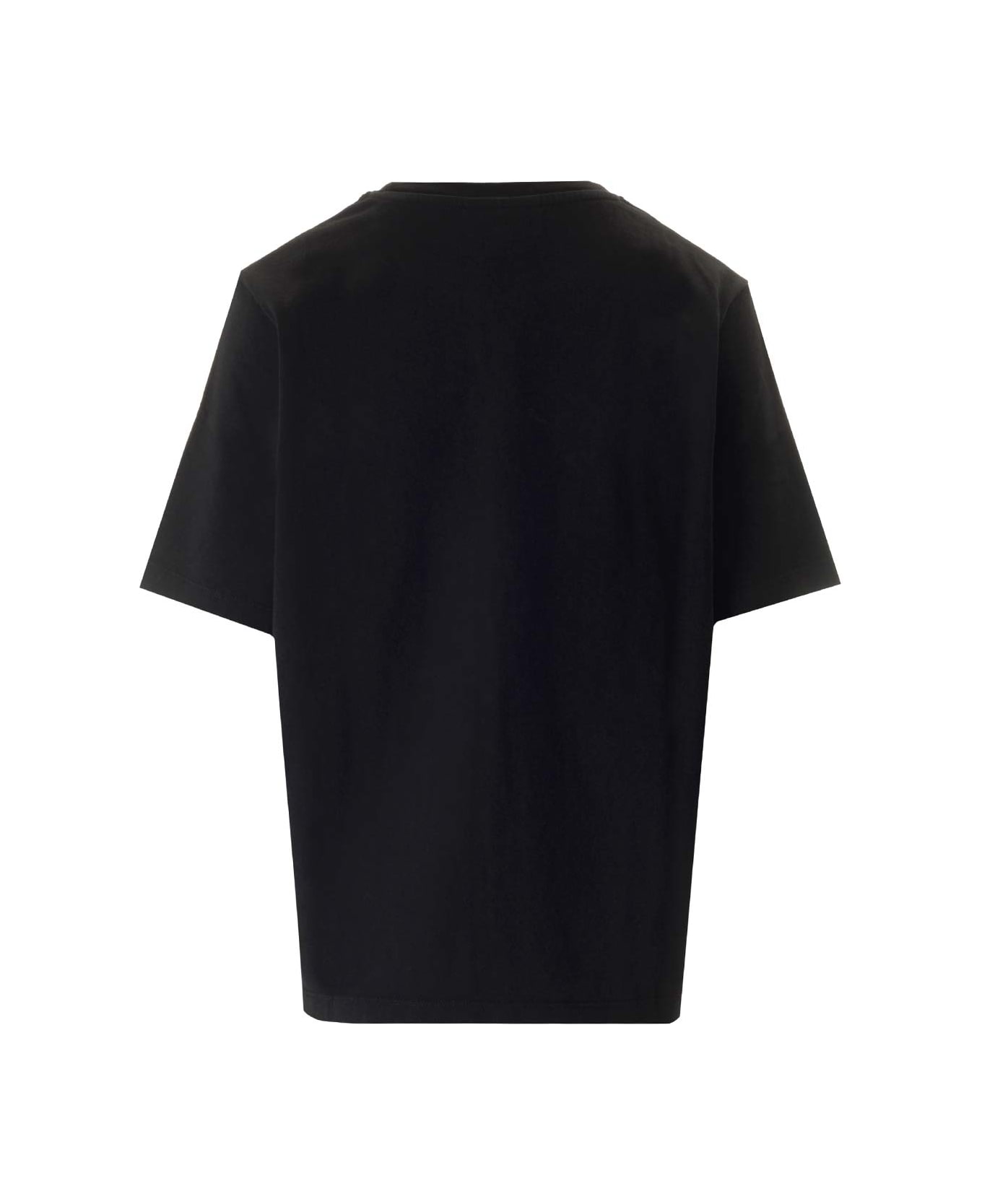 Maison Kitsuné Black T-shirt With Speedy Fox Patch - Black
