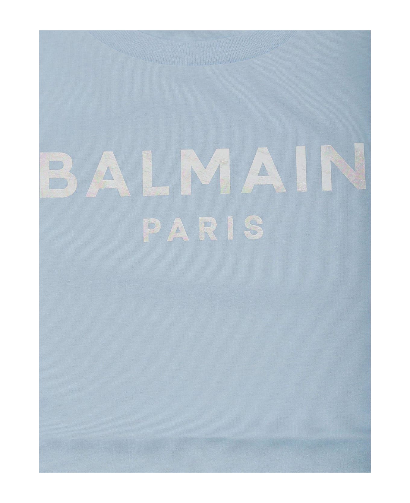 Balmain Holographic Logo Crewneck T-shirt - Light blue Tシャツ＆ポロシャツ