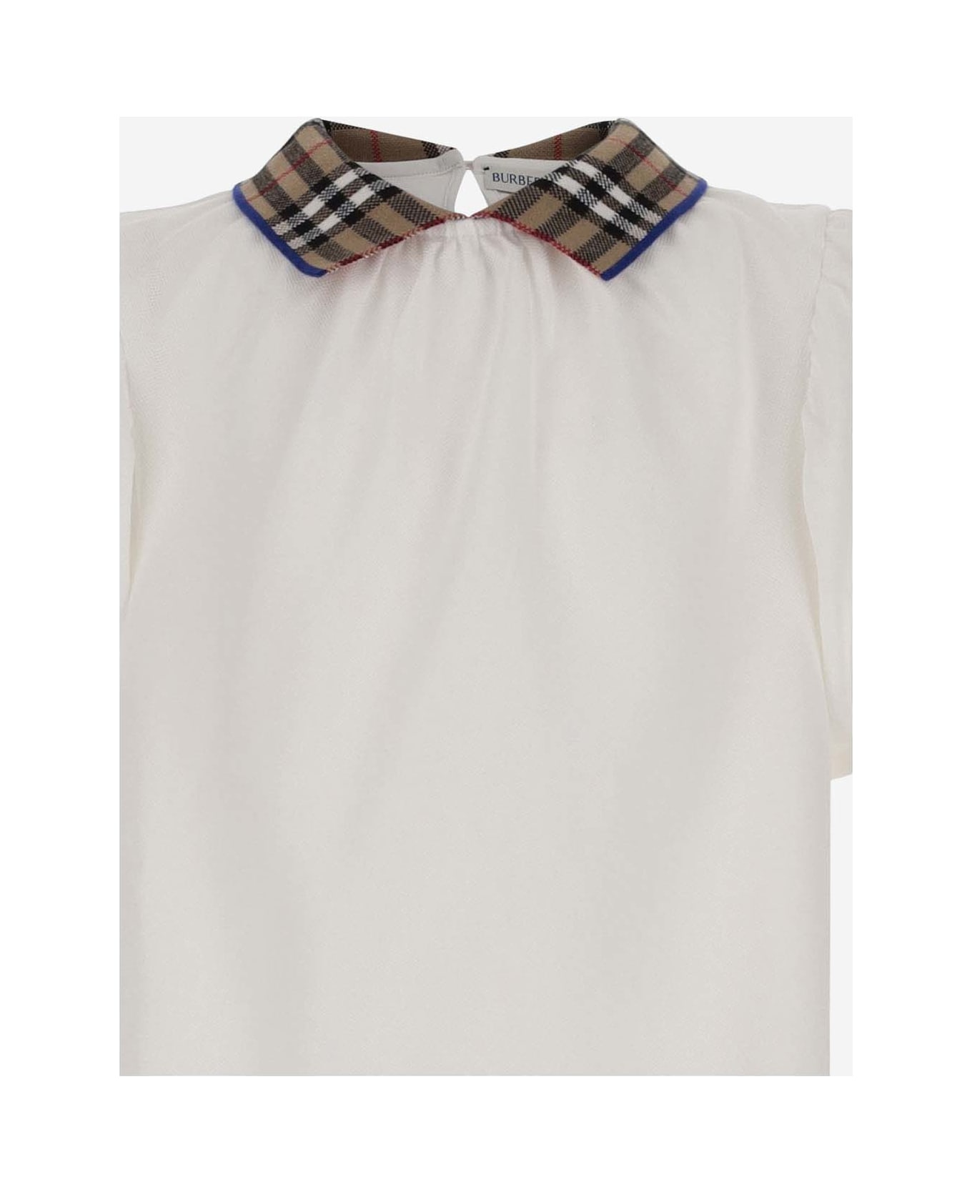 Burberry Cotton Polo Shirt With Check Pattern - White