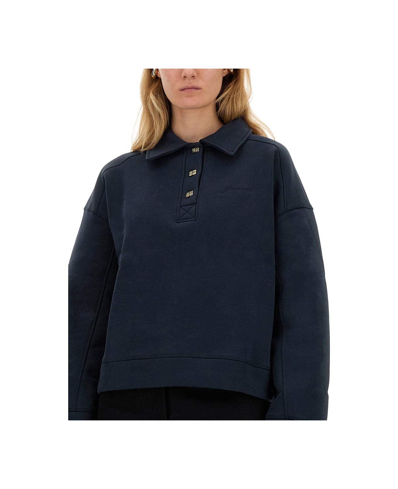 Ganni Cotton Polo - BLUE