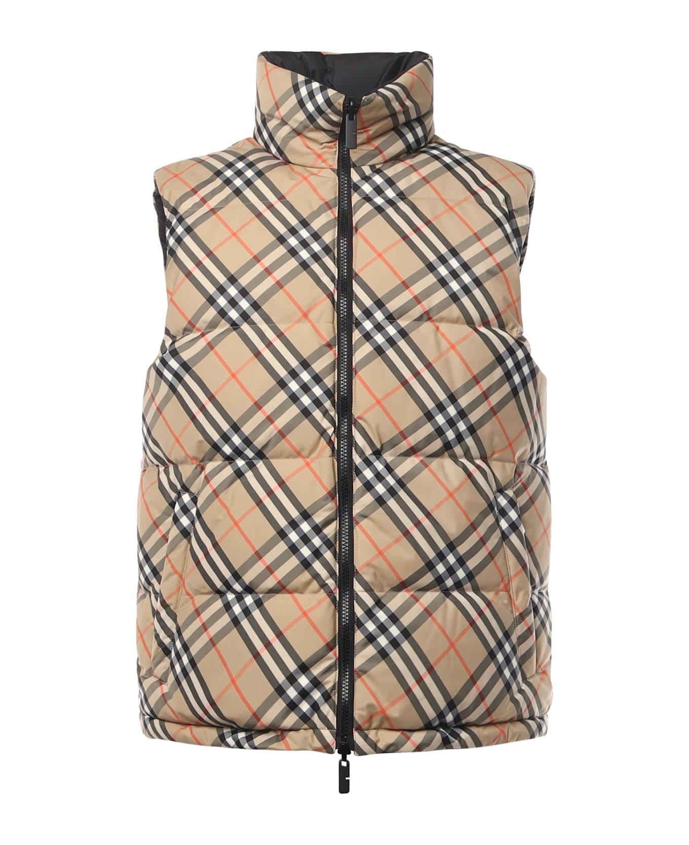Burberry Reversible Checked Padded Vest - BEIGE/SAND