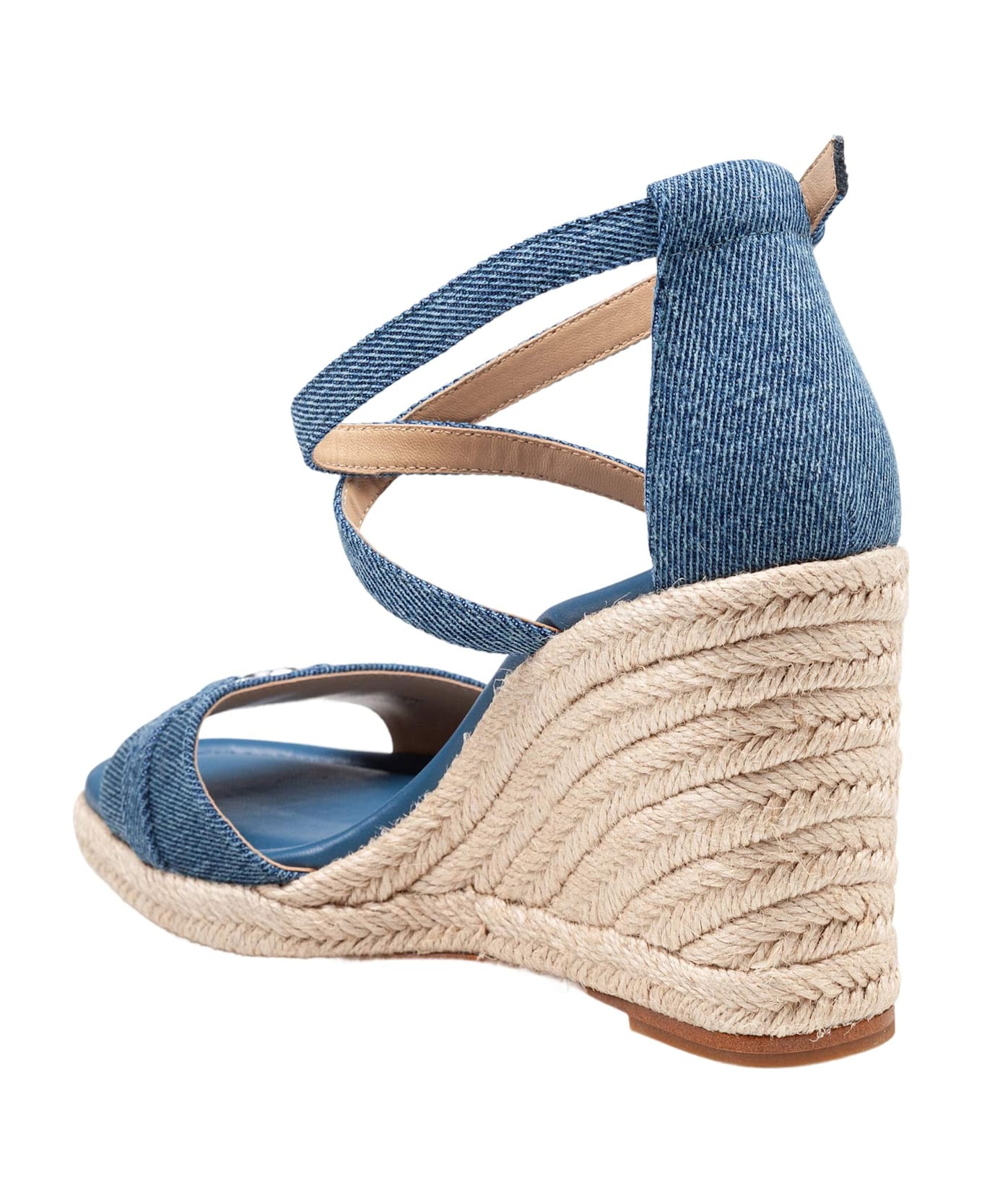 Michael Kors Mandy Wedge Denim Sandal With Jute Wedge - Union wash