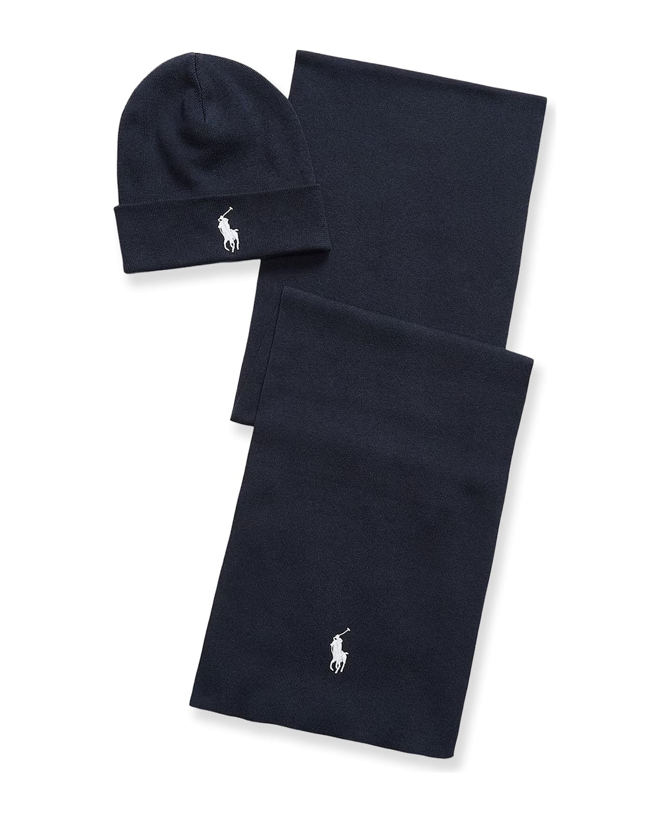 Polo Ralph Lauren Cotton Hat And Scarf Set - NAVY HEATHER