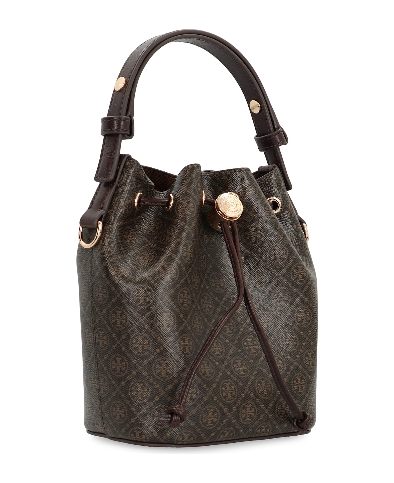 Tory Burch Mini Bucket Bag T Monogram In Canvas - brown