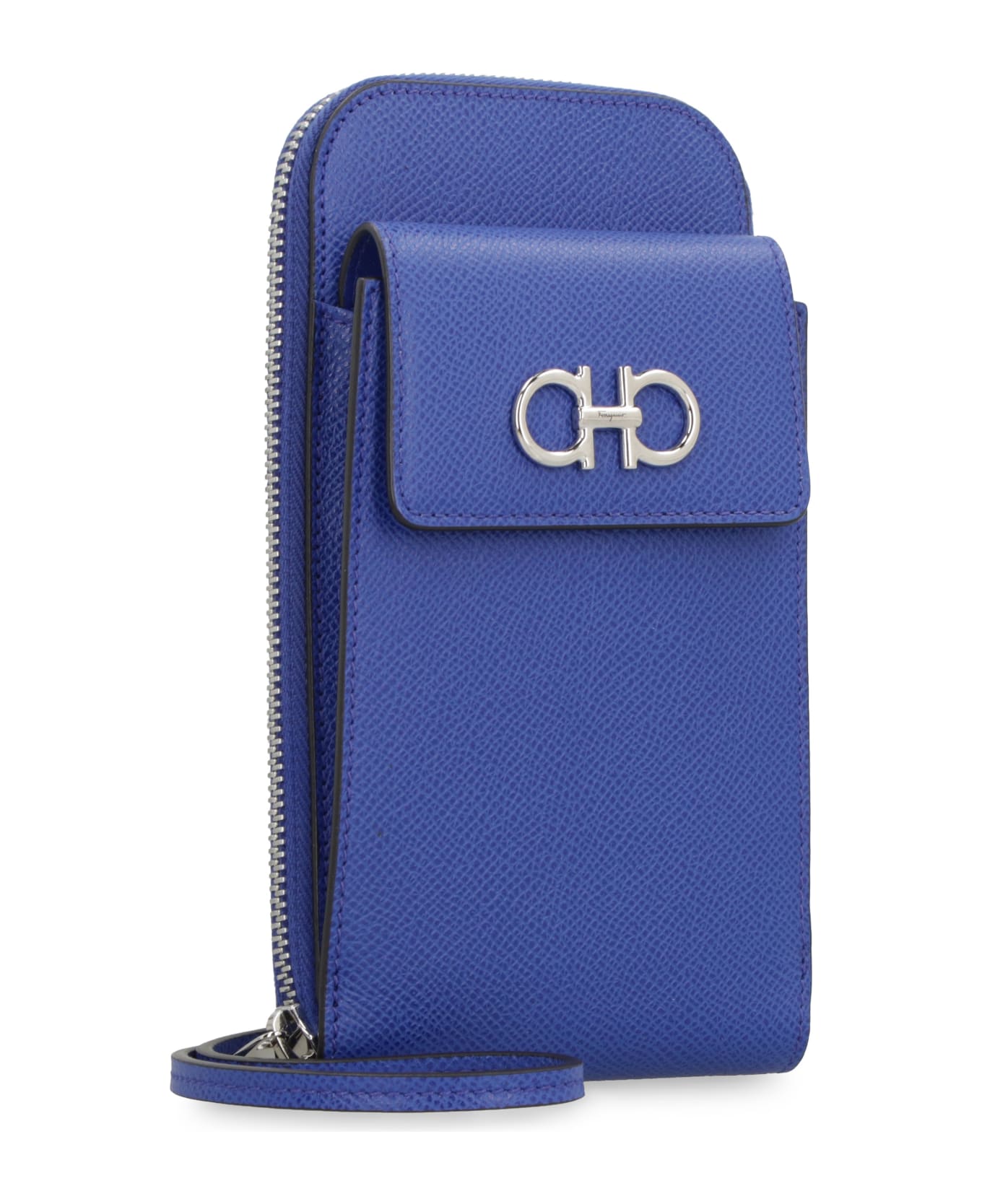Ferragamo Gancini Leather Mobile Phone Case - blue