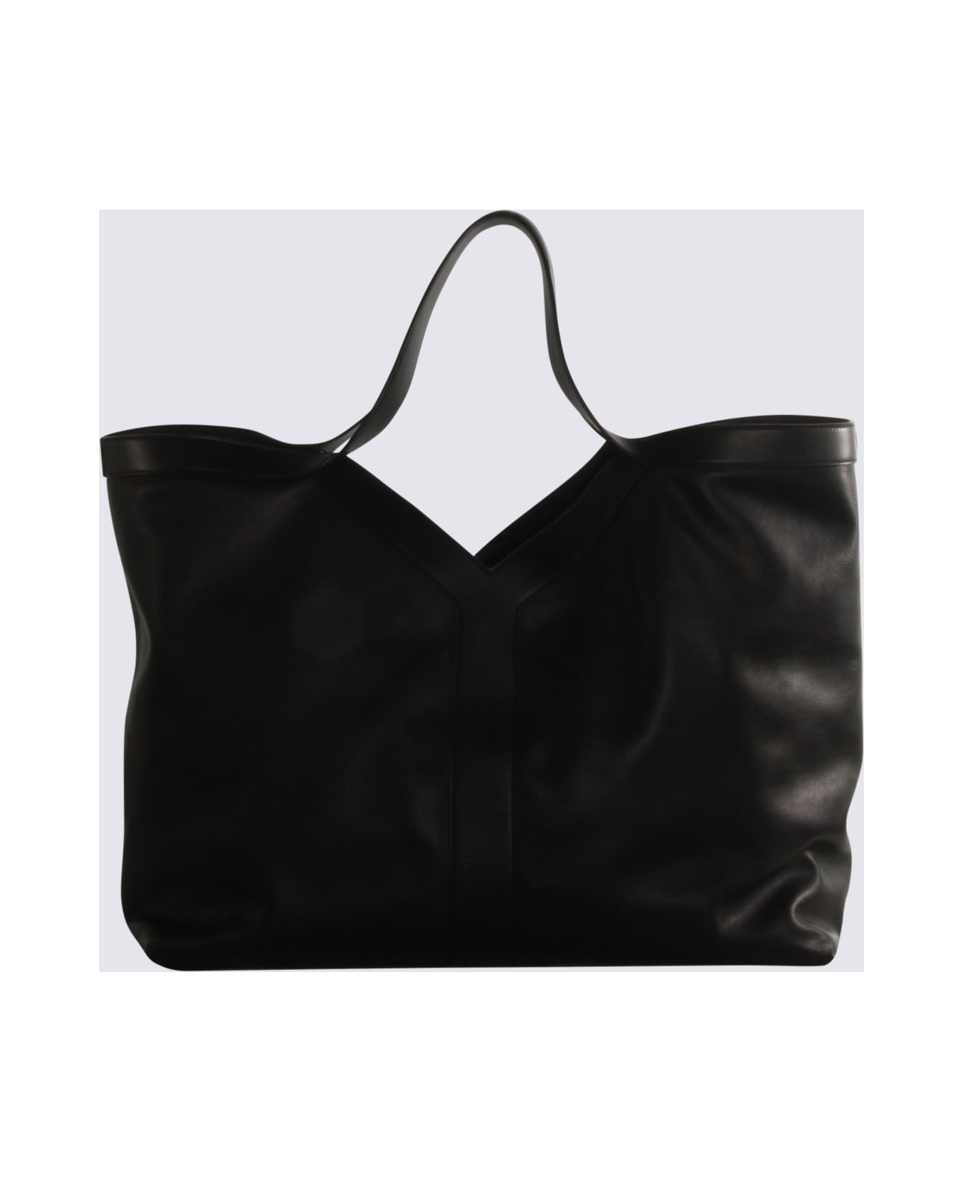 Saint Laurent Black Leather Y Maxi Top Handle Bag - Black