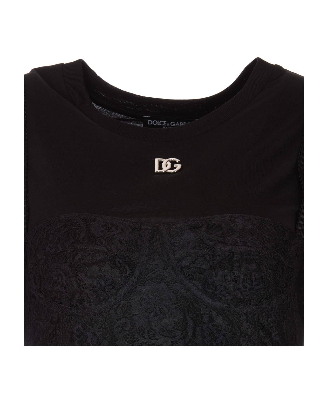 Dolce & Gabbana Lace Bralette T-shirt - BLACK Tシャツ
