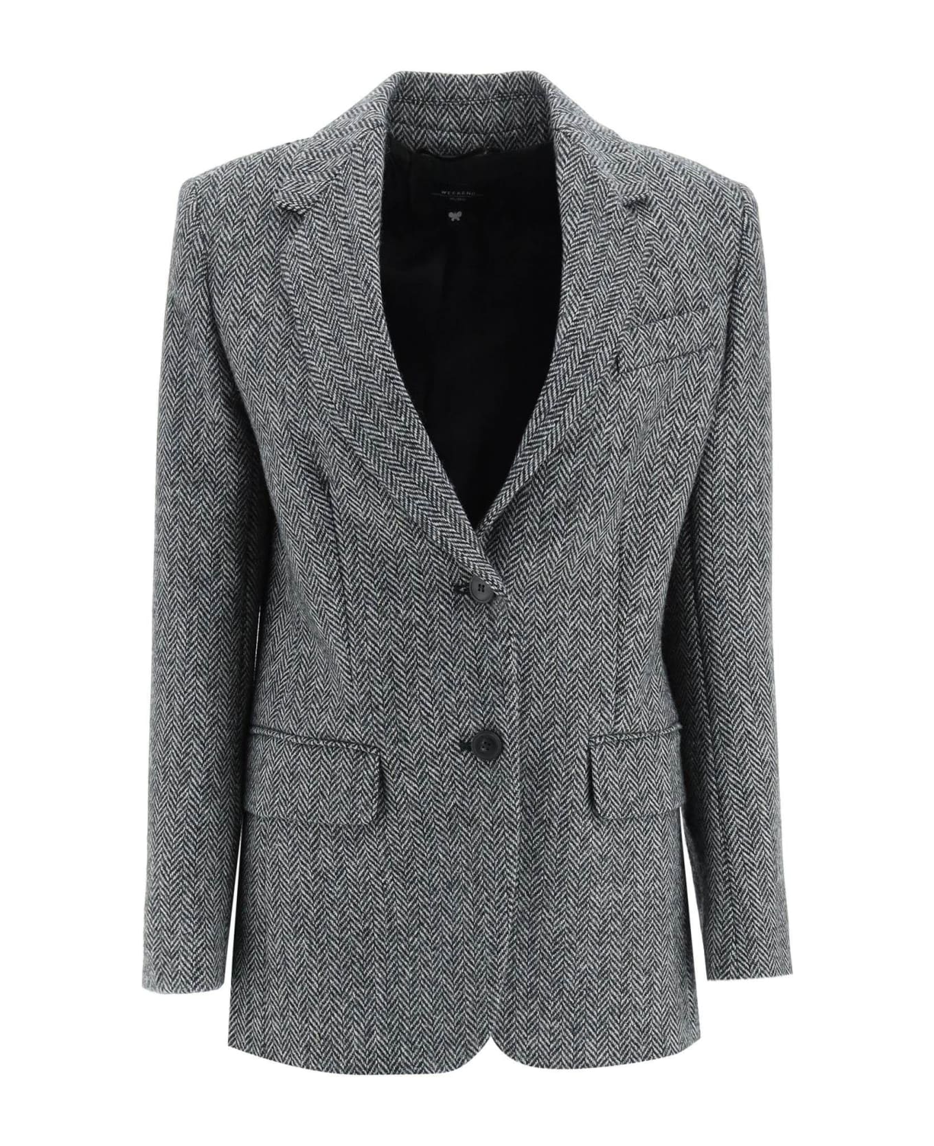 Weekend Max Mara 'caldaia' Herringbone Wool Blazer - Floreale