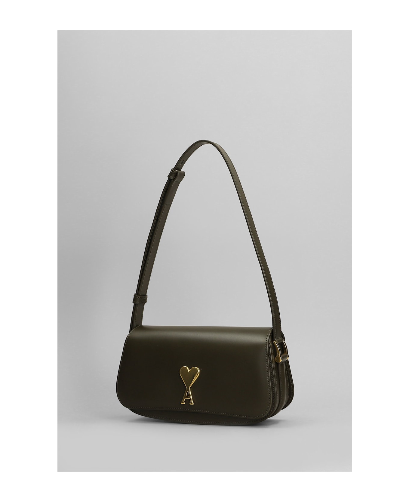 Ami Alexandre Mattiussi Shoulder Bag In Green Leather - green