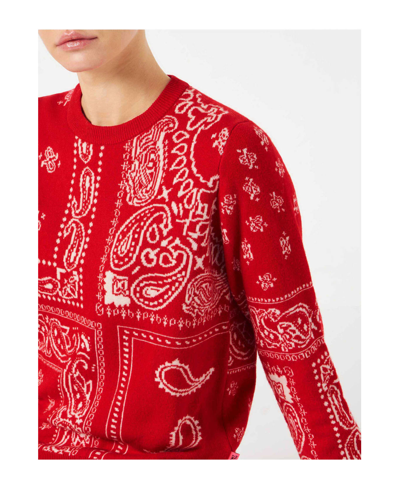 MC2 Saint Barth Woman Sweater With Red Bandanna Print - RED