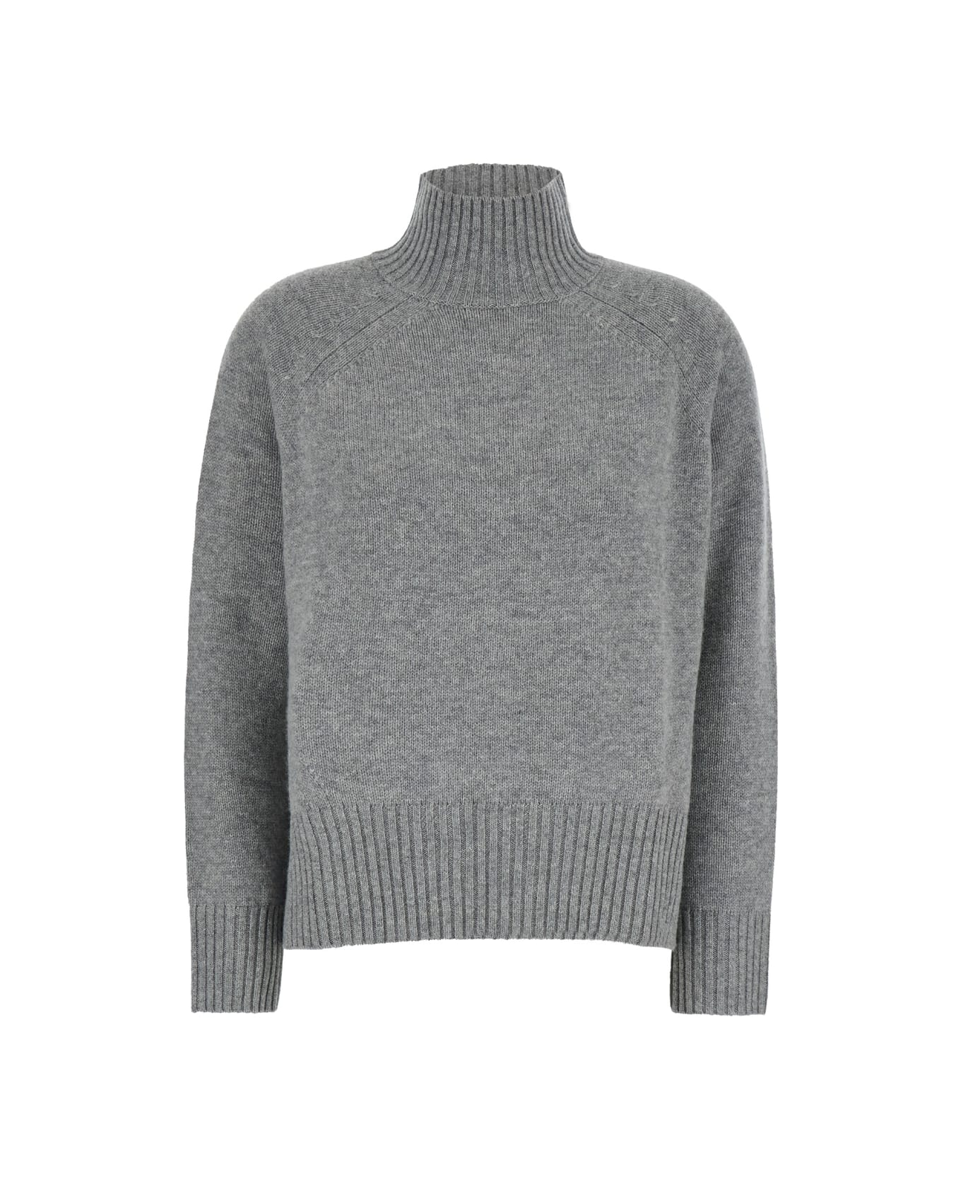 Allude Grey High Neck Sweater In Wool And Cashmere Woman - Grey