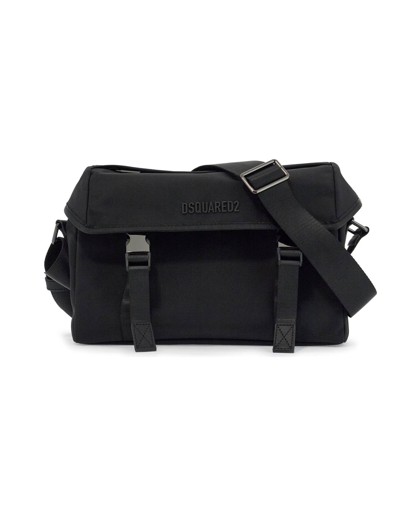 Dsquared2 Black Shoulder Bag In Polyamide With Spacious Compartment - NERO (Black)