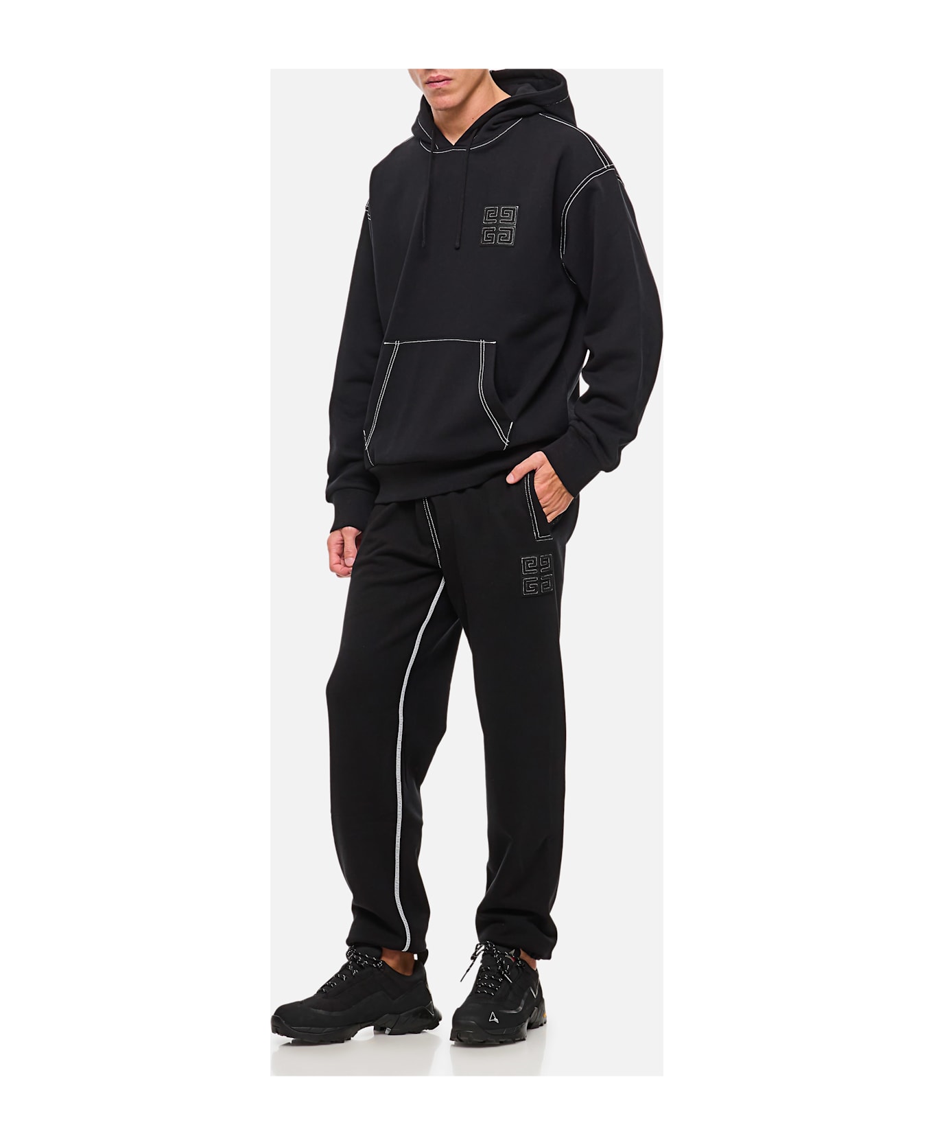 Givenchy Cotton Hoodie - BLACK WHITE