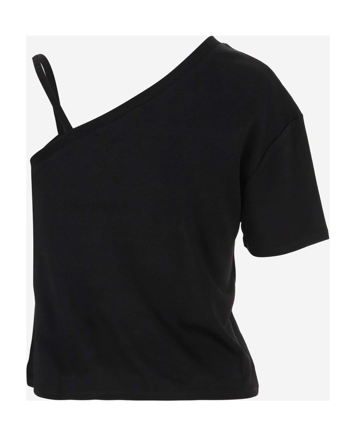 Karl Lagerfeld One-shoulder T-shirt With Logo - Black