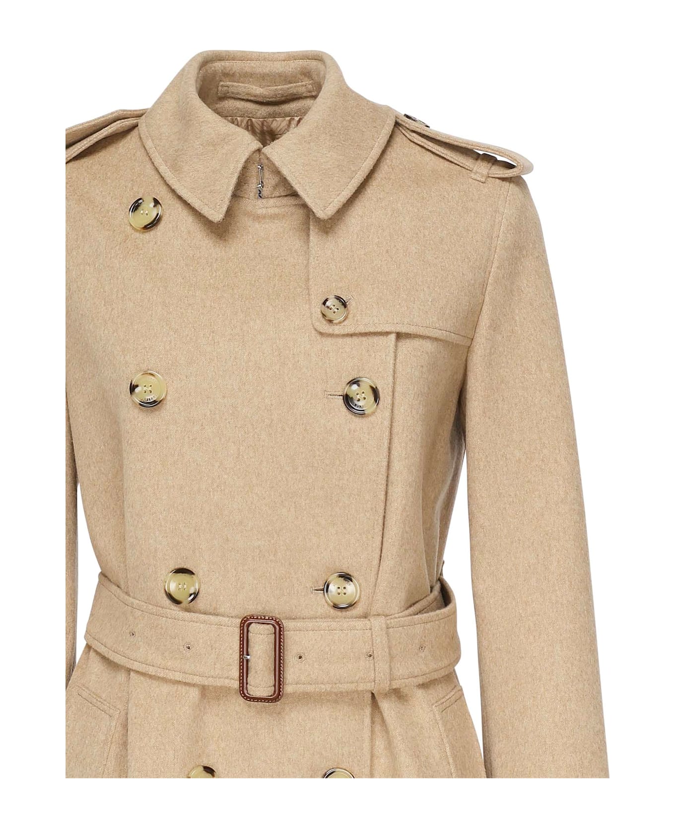 Burberry Long Kensington Cashmere Trench Coat - TRAIL MELANGE