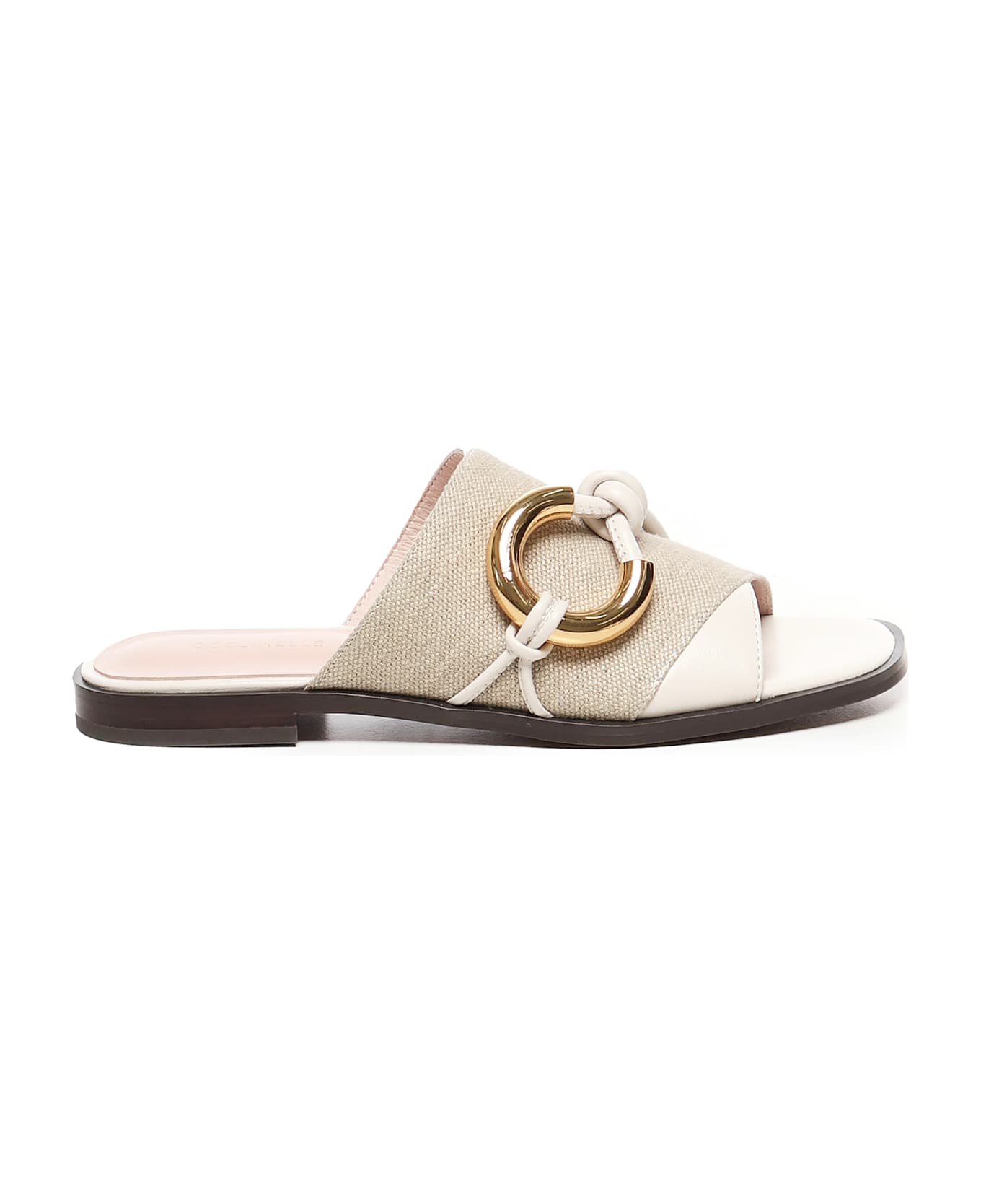 Coccinelle Carmy Canvas Flat Sandals - Beige