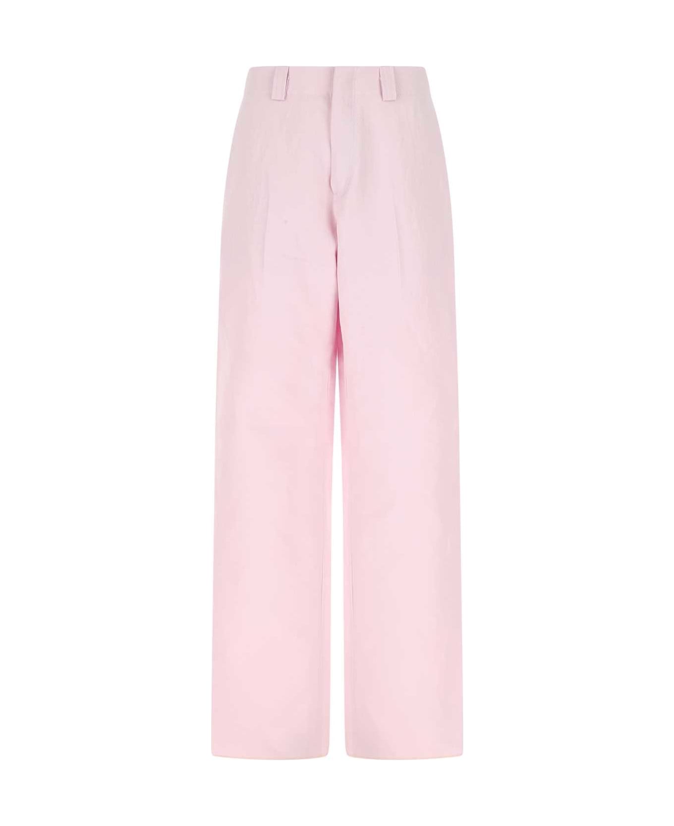 Zegna Pastel Pink Cotton Blend Wide-leg Pant - PINK