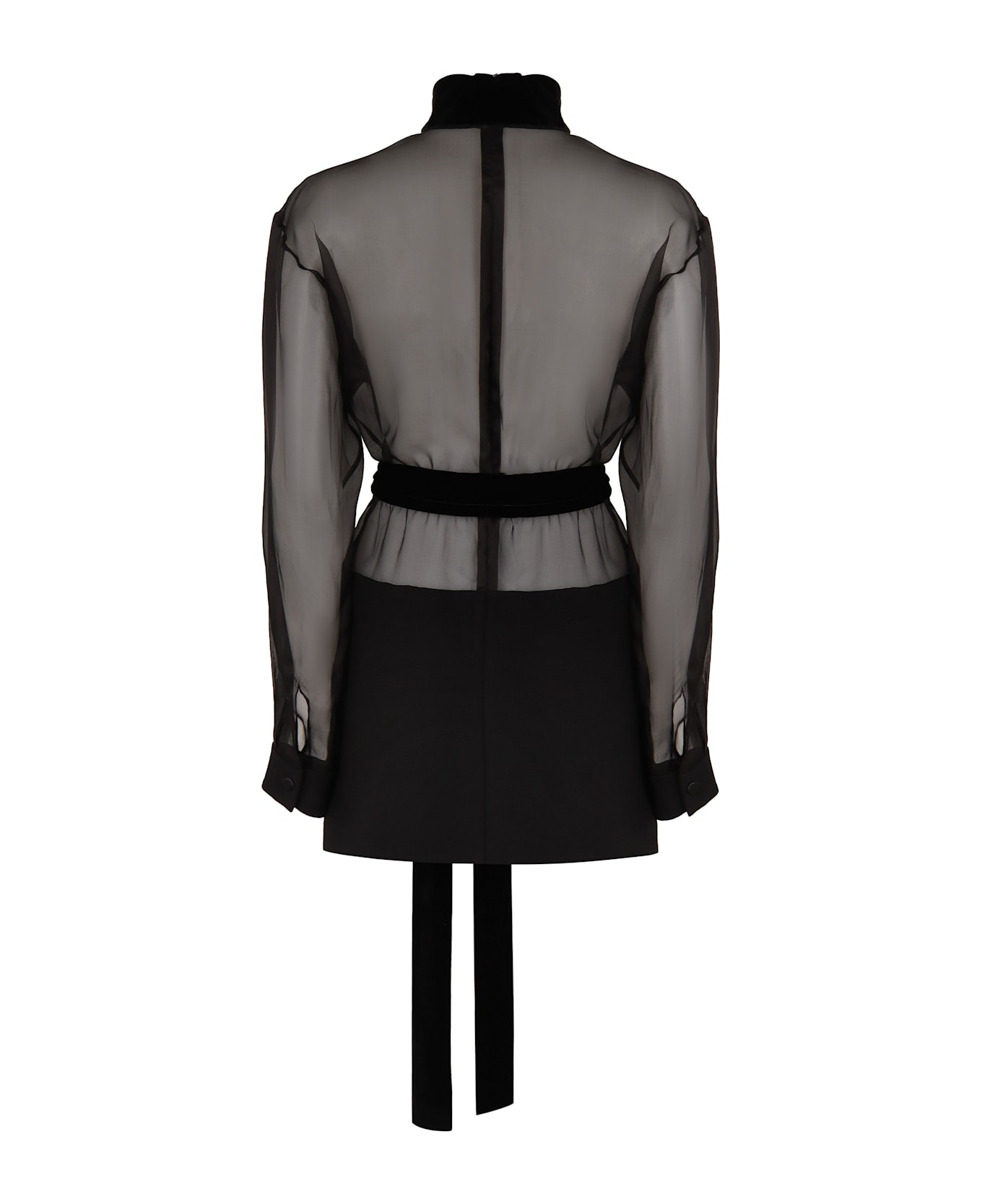 ワンピース DOLCE & GABBANA BLACK ORGANZA MINI DRESS Short organza dress with lace inlay in Black for Women