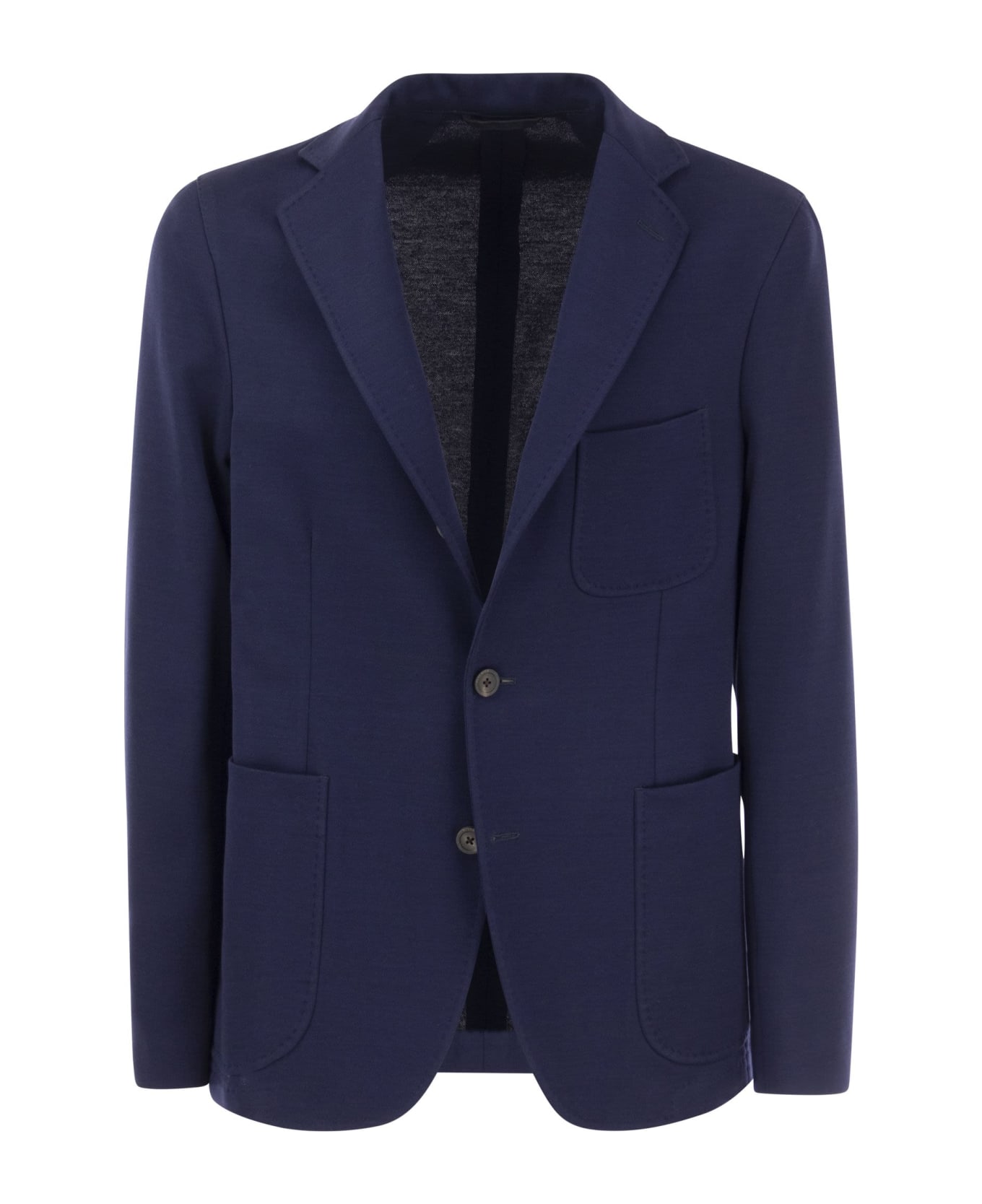 Peserico Single-breasted Blazer In Cotton Blend - Blue