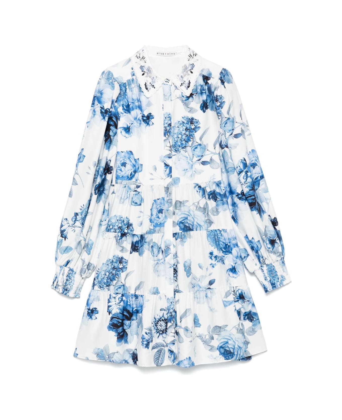 Alice + Olivia Junia Printed Mini Dress - Clear Blue
