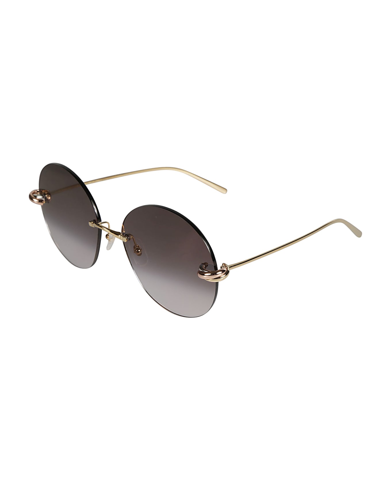 Cartier Eyewear Round Lens Rimless Sunglasses - Gold/Grey