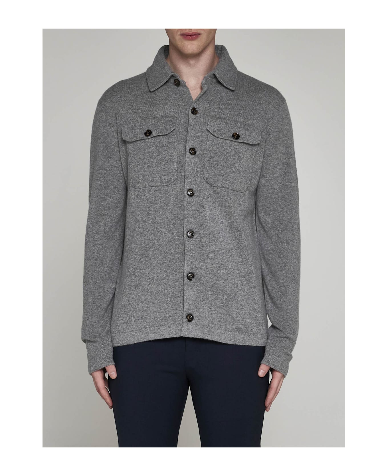 Piacenza Cashmere Cashmere Knit Shirt - Grigio chiaro