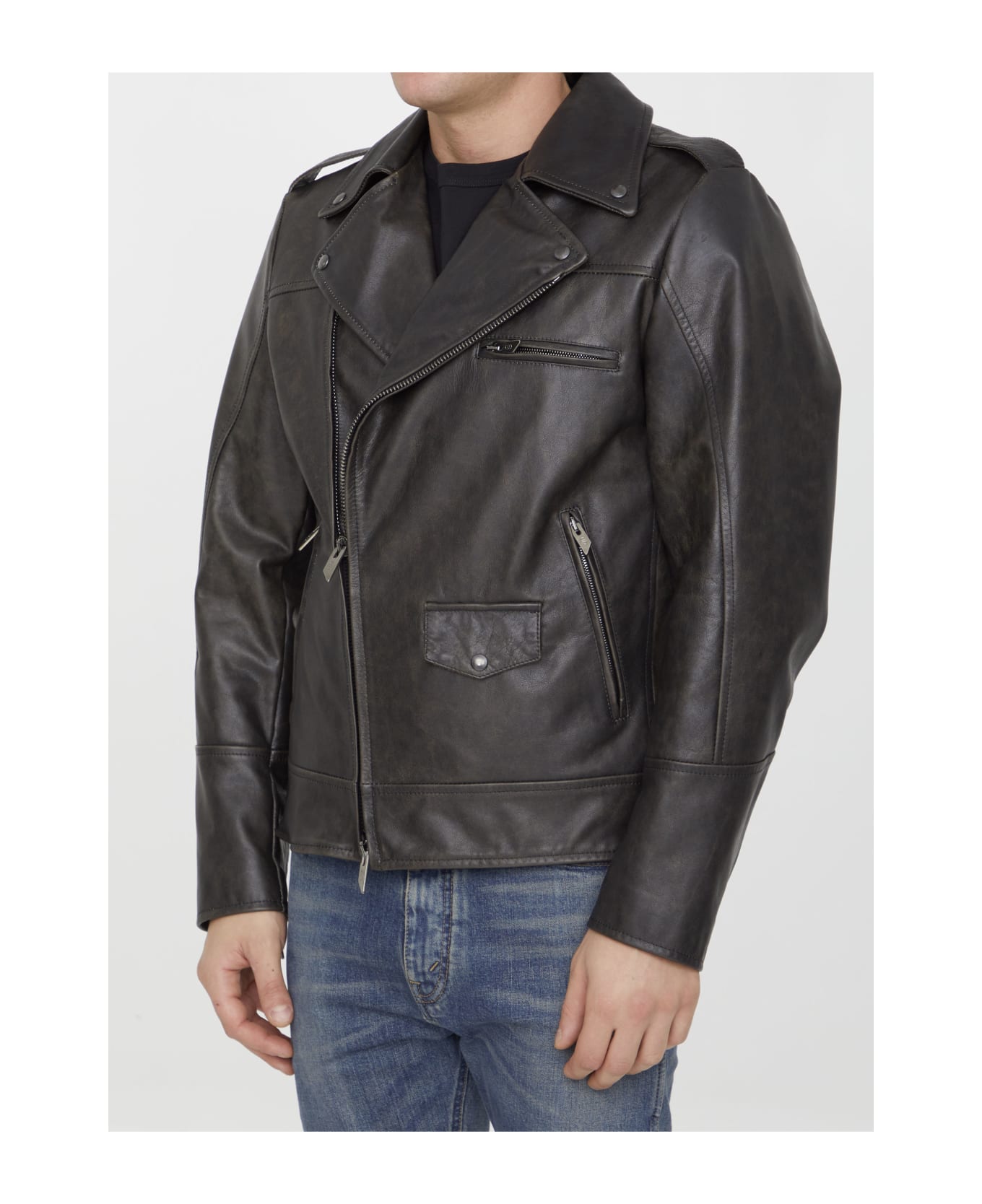 Salvatore grandioso Santoro Black Leather Jacket - BLACK