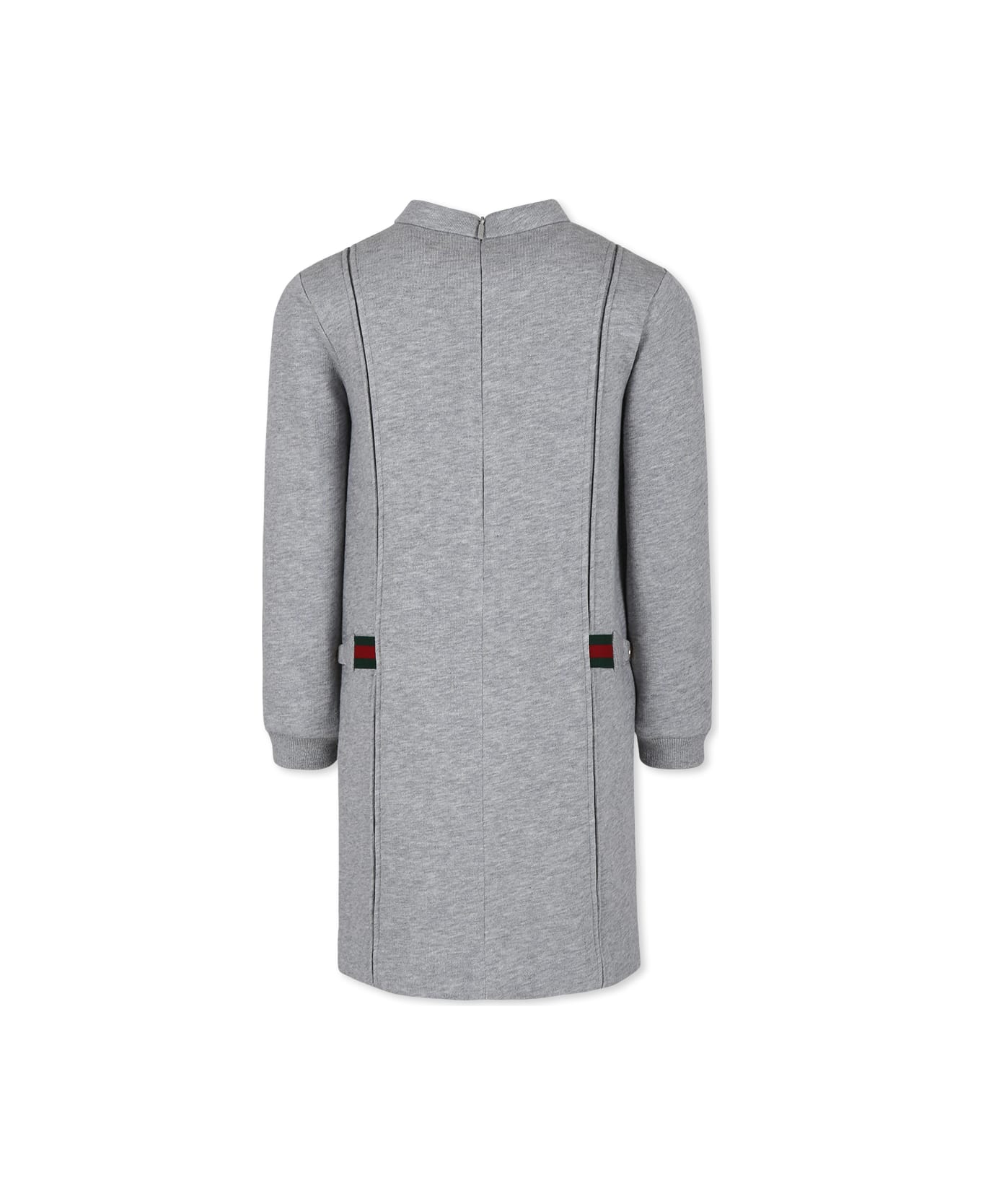 Gucci Grey Dress For Girl With Web Detail - Grey