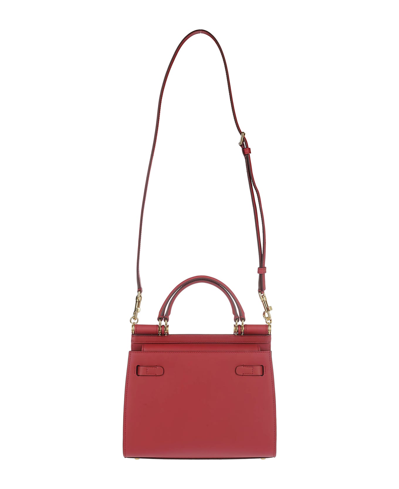 Dolce 
Gabbana Red Leather Sicily Small Tote Bag - POPPY RED