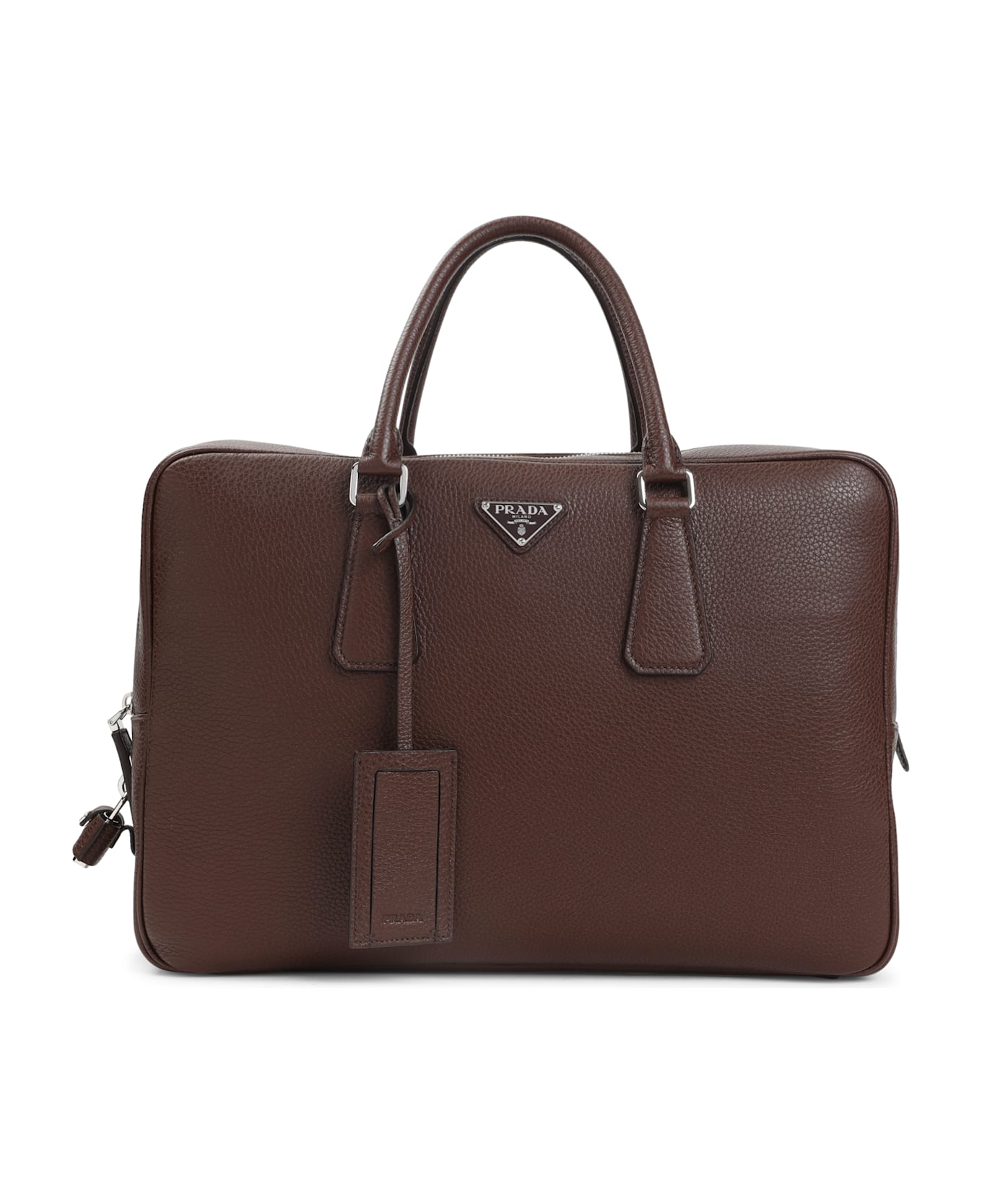 Prada Grained Leather Tote Bag - Bruciato