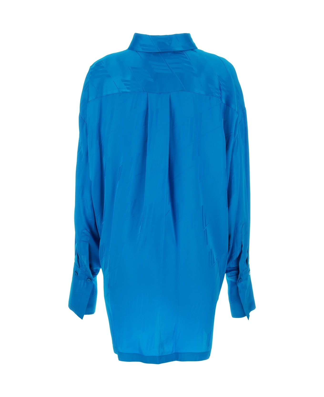 The Attico Turquoise Satin Diana Shirt - CAPRIBLUE