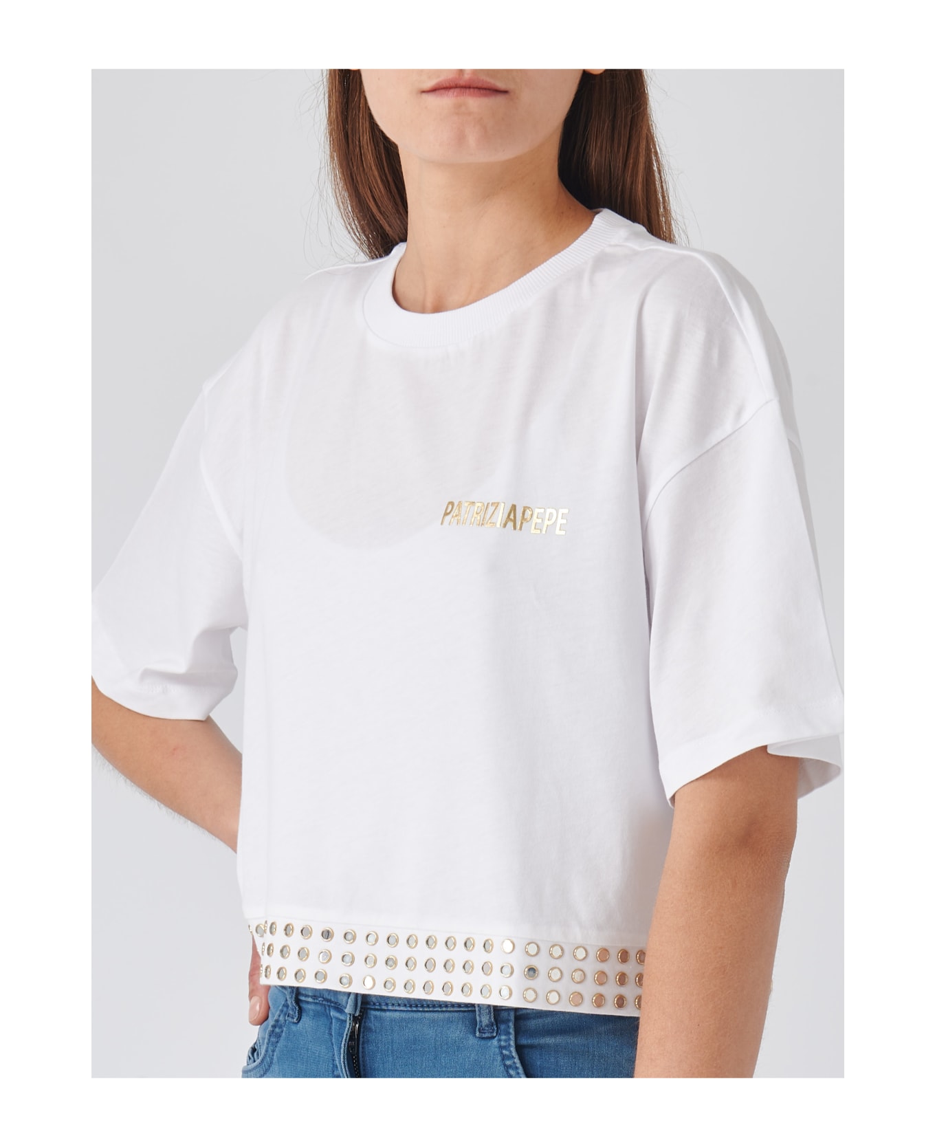 Patrizia Pepe Cotton T-shirt - BIANCO OTTICO Tシャツ