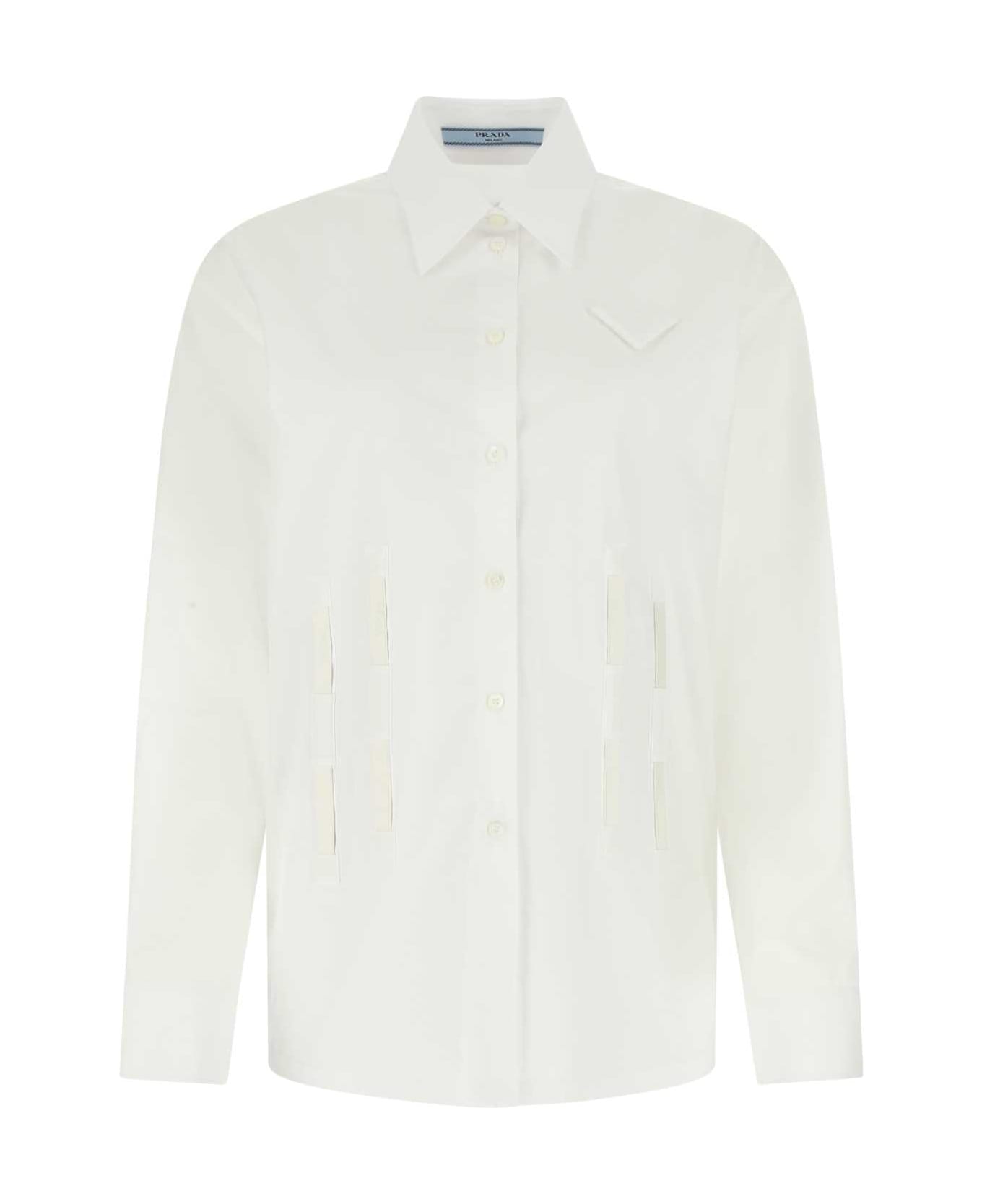 Prada White Poplin Oversize Shirt - F0009