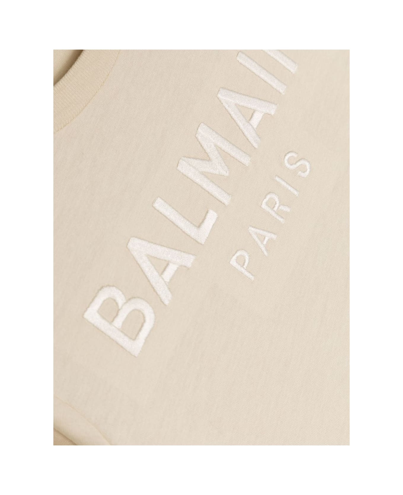 Balmain T-shirt Con Ricamo - Cream