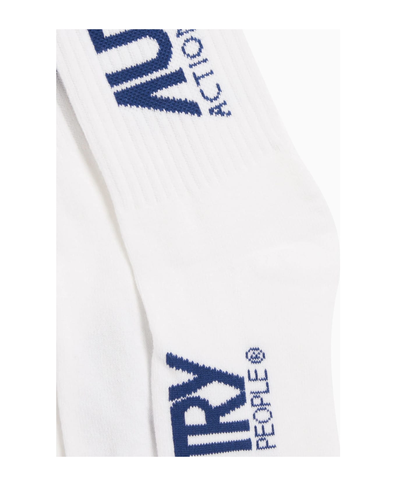 Autry Logo Intarsia-knitted Ribbed Socks - Wht/blue