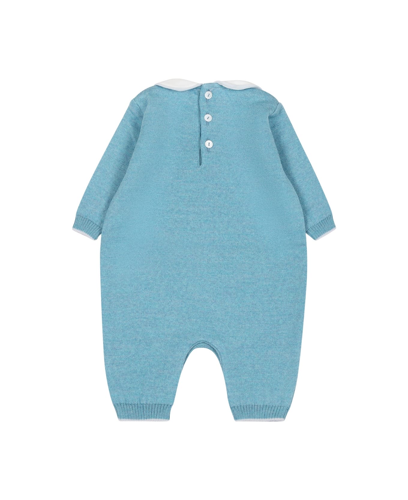 Little Bear Light Blue Babygrown For Baby Boy With Embroidered "prince" Writing - Light Blue