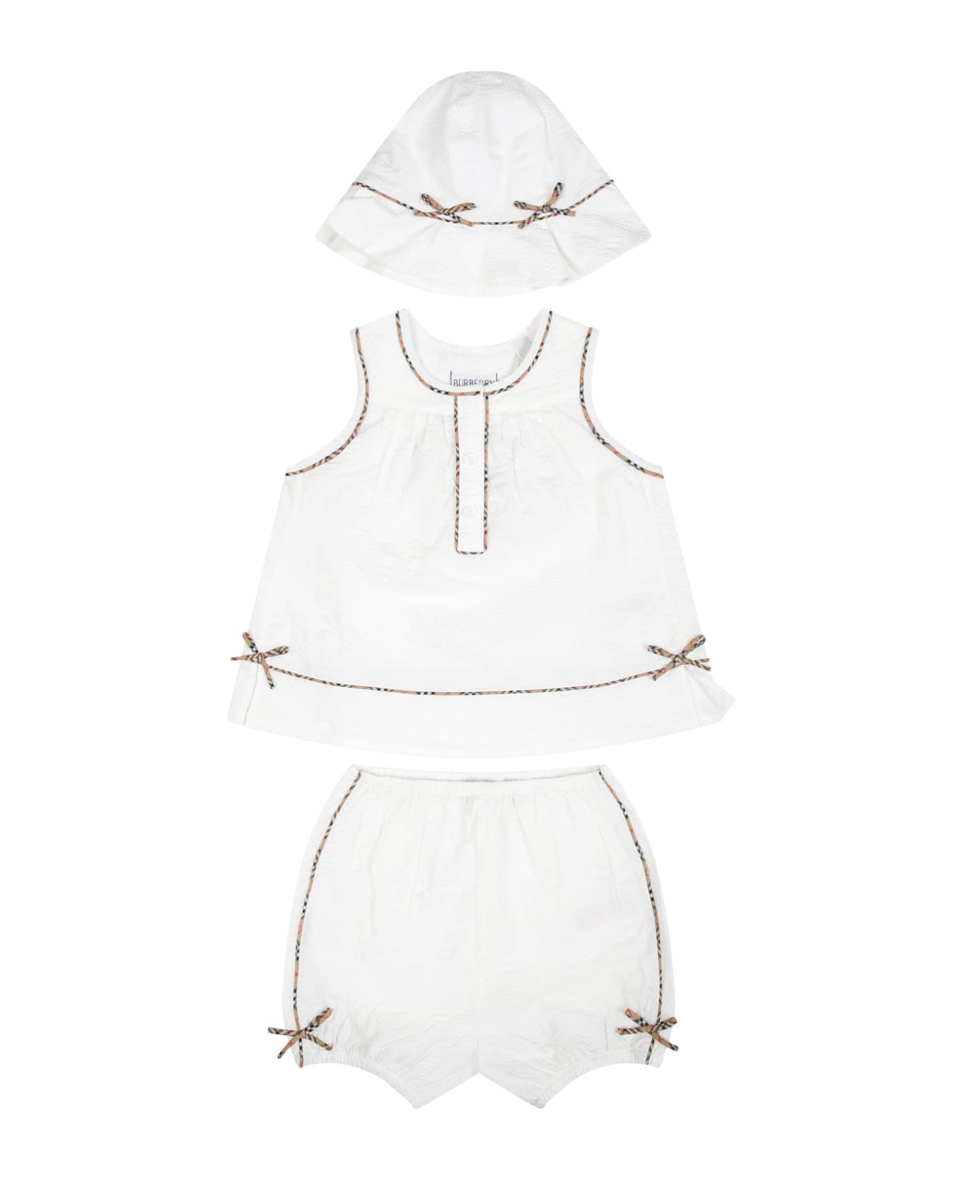 Burberry White Sports Suit For Baby Girl - White