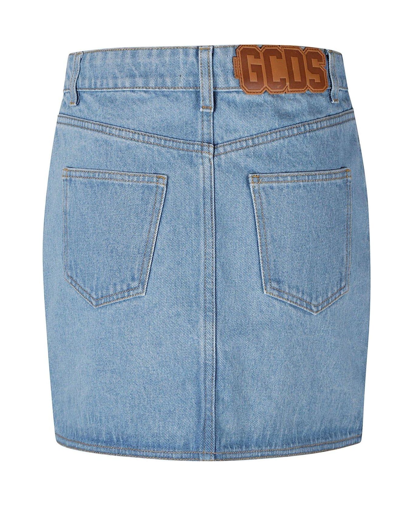 GCDS Logo-patch Mini Denim Skirt - Nero