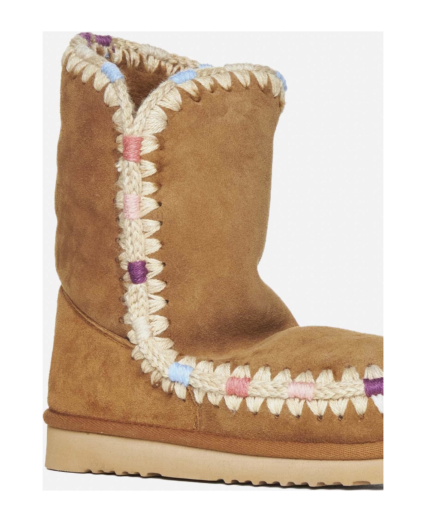 Mou Eskimo Suede And Shearling Ankle Boots - Brown
