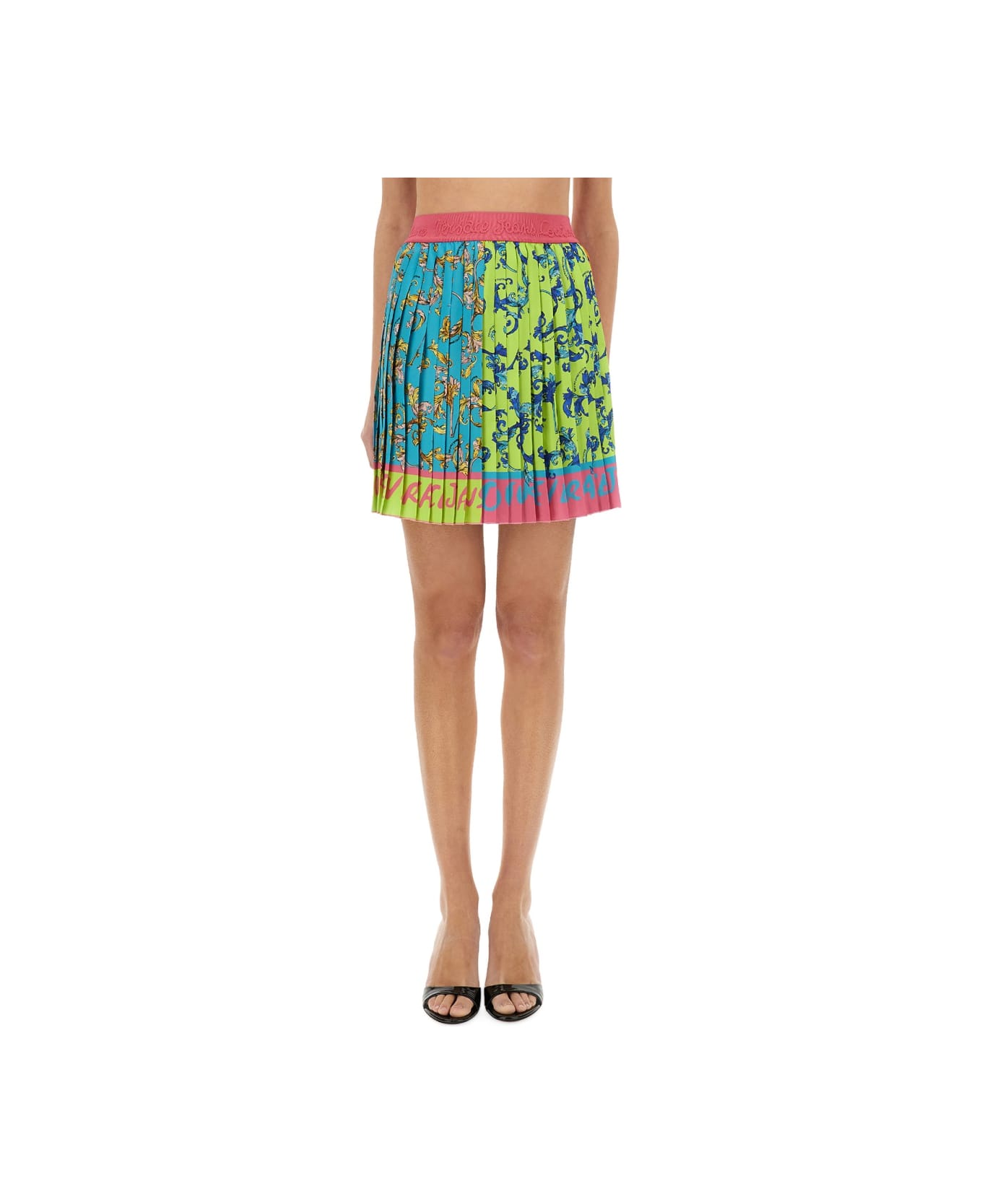 Versace Jeans Couture "outline Baroque" Mini Pleated Skirt - MULTICOLOUR
