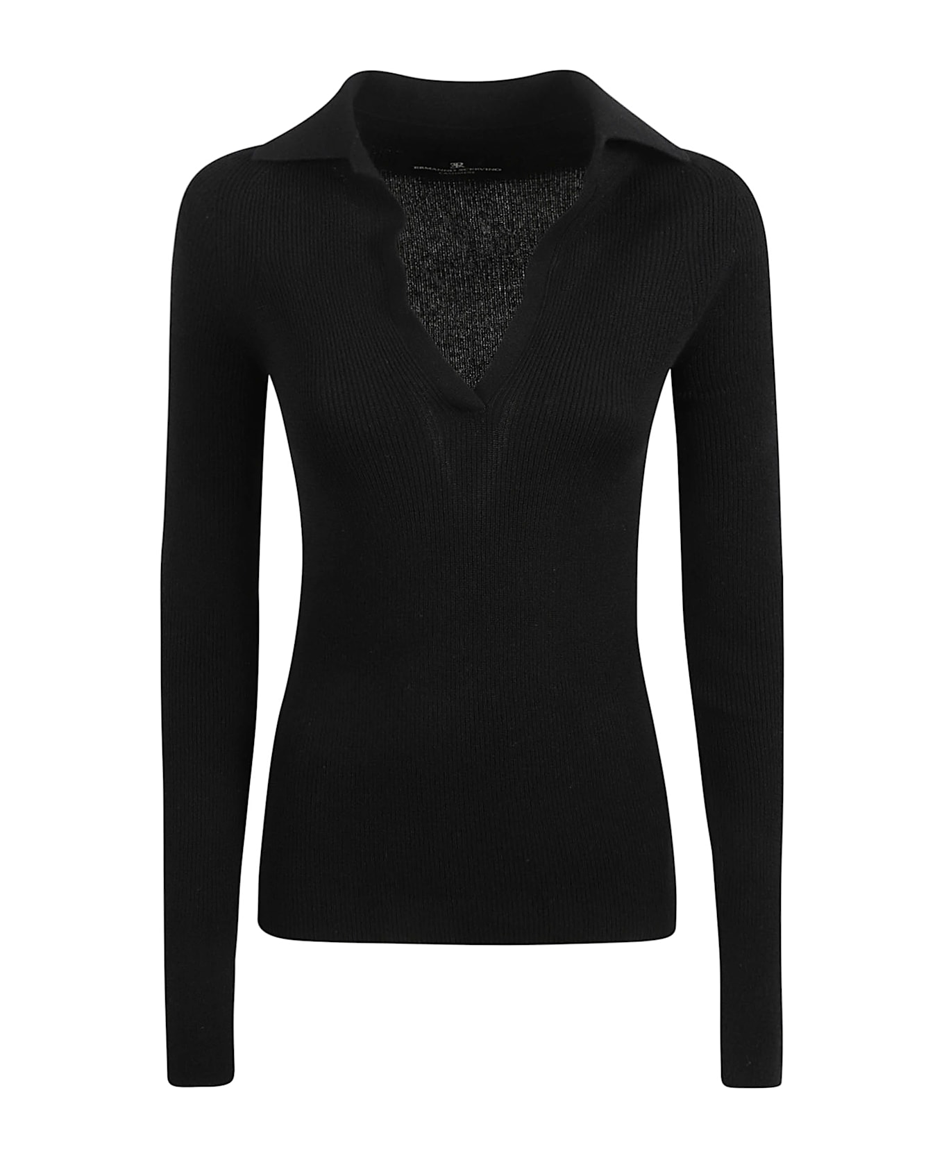 Ermanno Scervino Knitted Long-sleeved Polo Shirt - Black