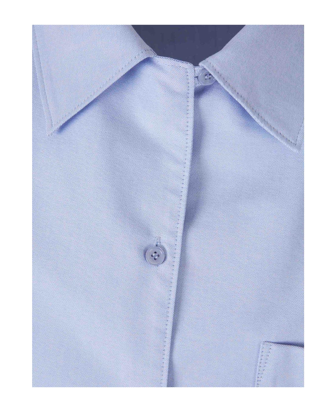 Givenchy Collared Short-sleeve Cropped Shirt - Light Blue