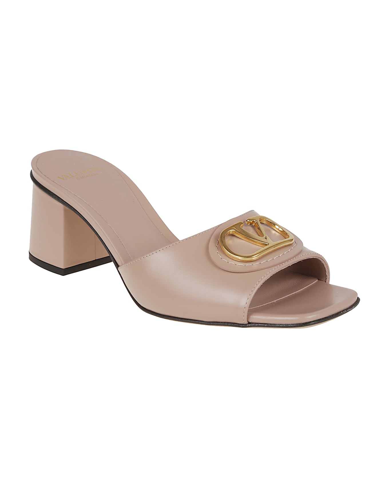 Valentino Garavani Slide Vlogo Signature T. 60 Antique Brass Logo - Rose Cannelle