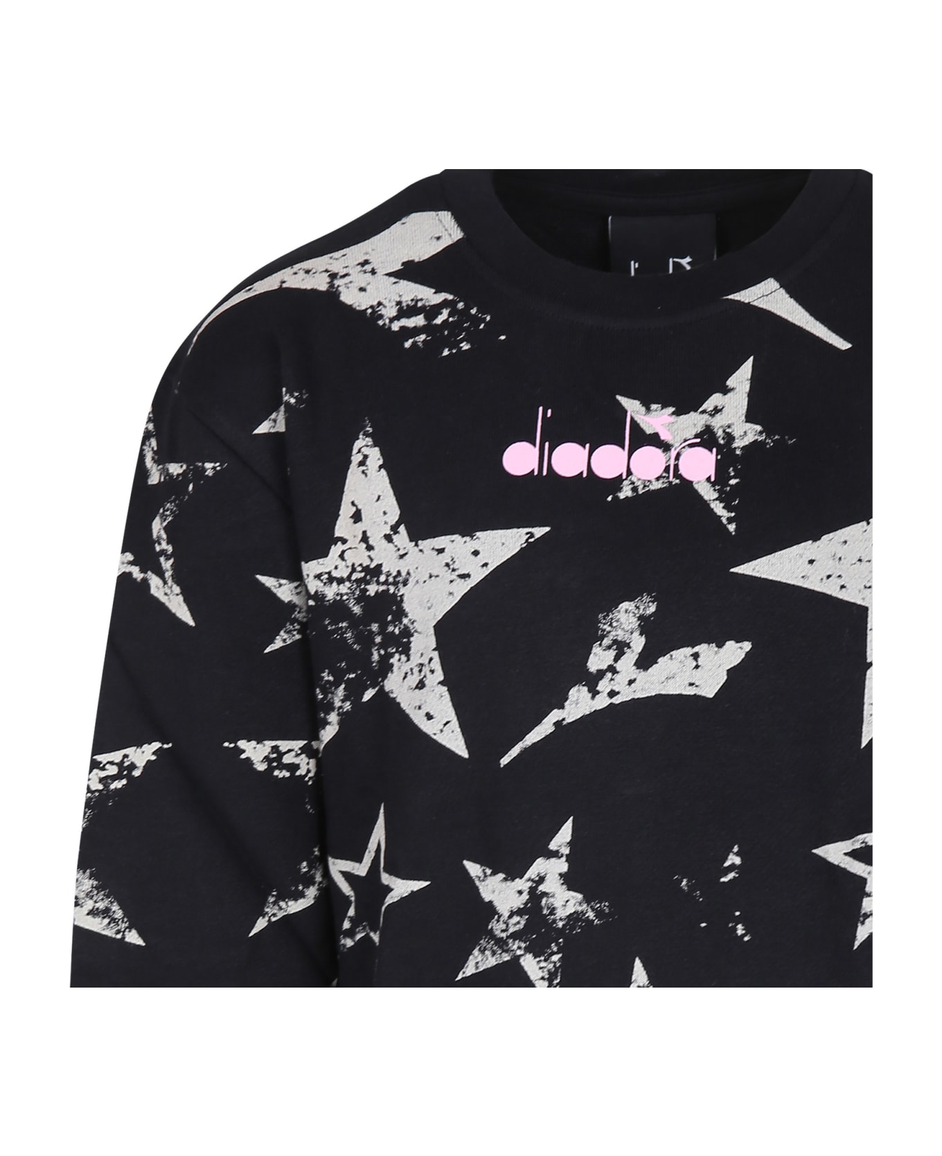 Diadora Black Suit For Girl With Logo - Multicolor
