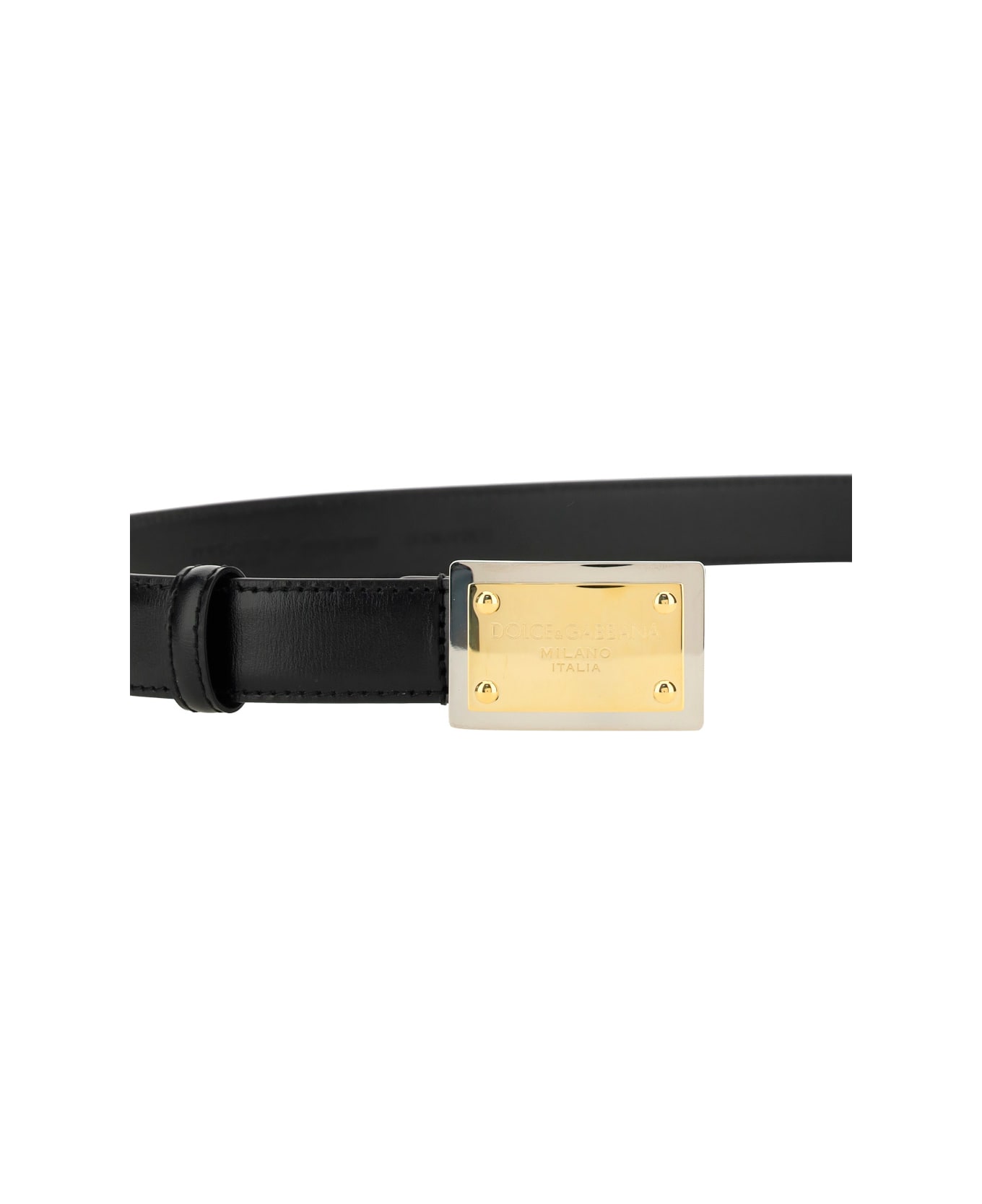 Dolce & Gabbana Leather Belt With Logo - Nero
