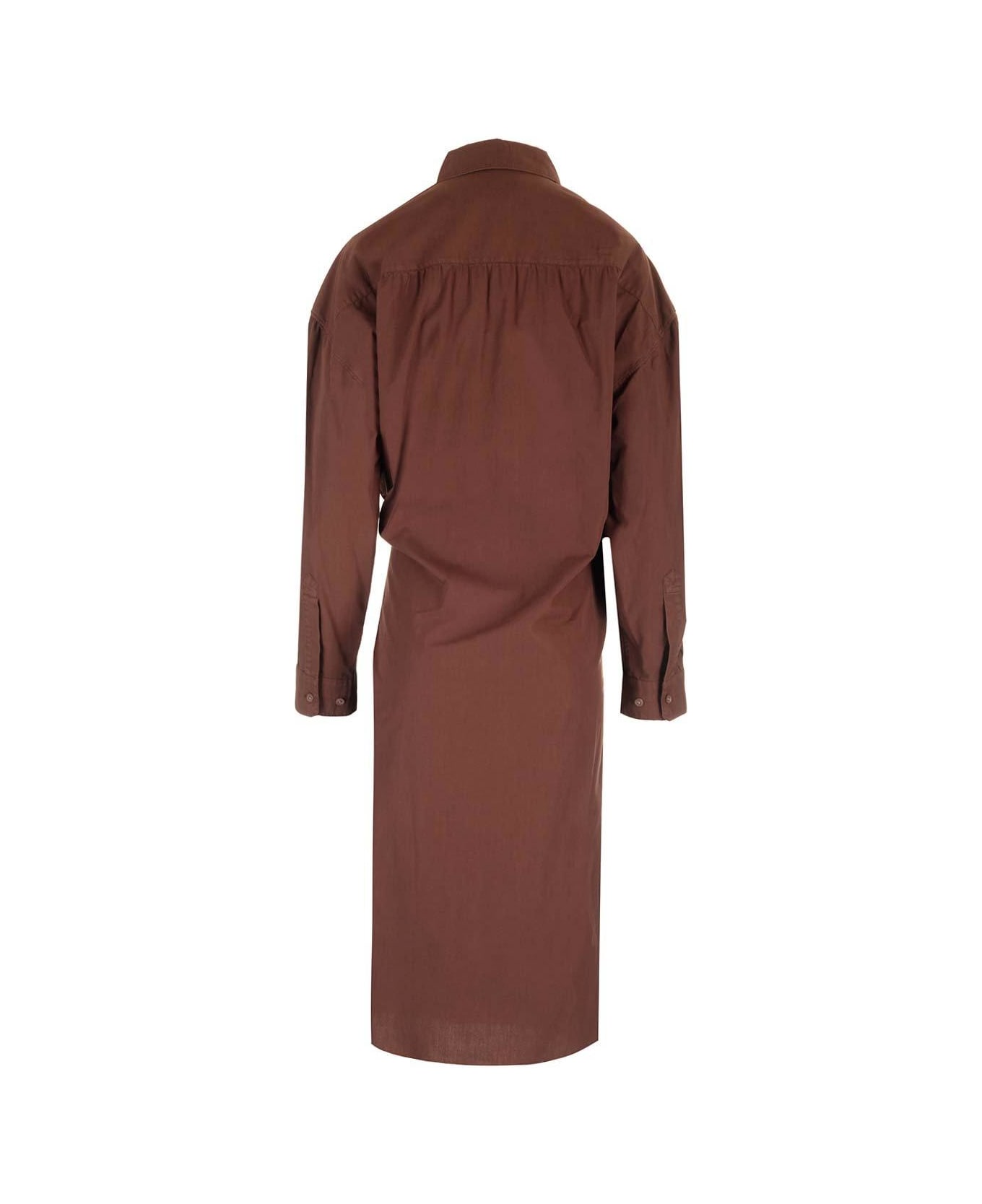 Lemaire Asymmetric Twisted Midi Shirt Dress - Cocoa Bean ワンピース＆ドレス