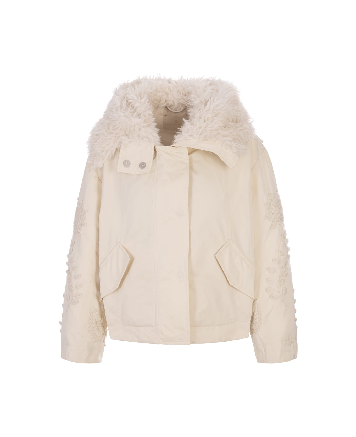Ermanno Scervino White Jacket With Embroidery On Sleeves - White ジャケット